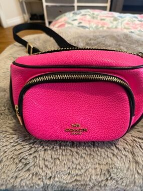Coach Hot Pink Pebbled Leather Crossbody Belt Bag